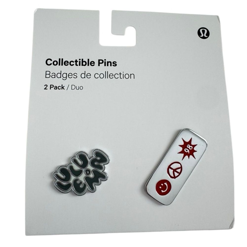Lululemon Collectible Pins: 2 pack Crater Blue and Lululemon Red